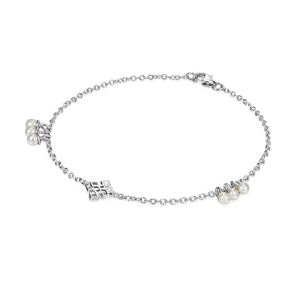 Brățară din argint cu pandantiv din perle Chakra Pearls Done, 17 cm