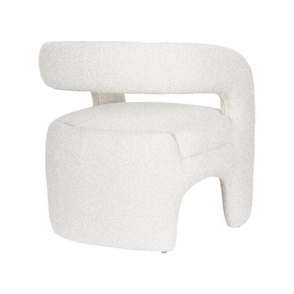 Fotoliu alb cu tapițerie din țesătură bouclé Nova – White Label-image-4