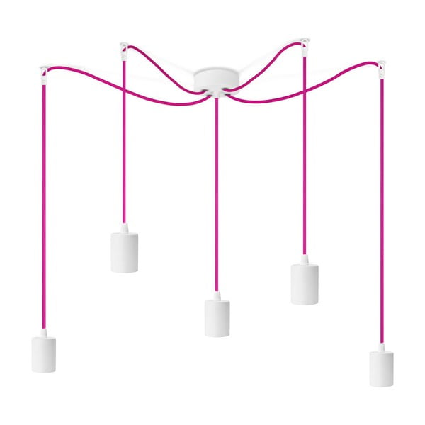 Lustră cu 5 cabluri Bulb Attack Cero, roz - alb