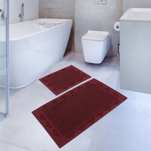 Set 2 covorașe din bumbac pentru baie Hobby Sapphire, vișiniu-image-1
