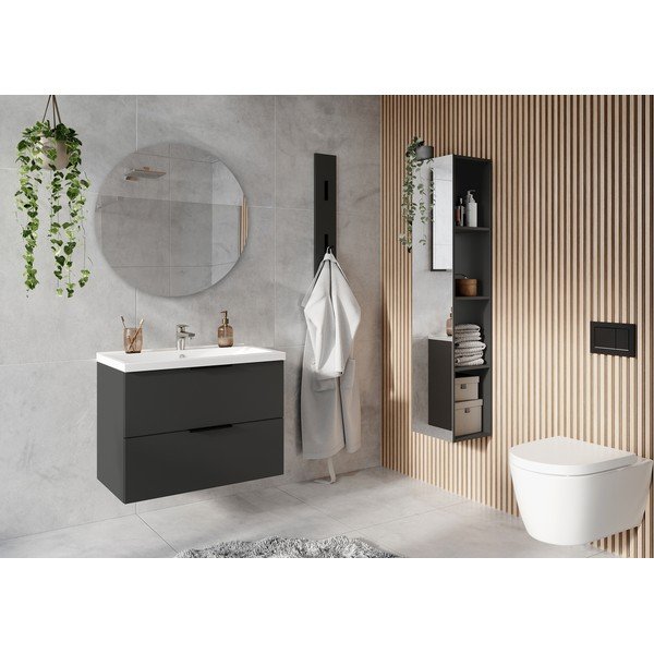 Dulap cu chiuvetă gri antracit suspendat cu aspect mat 81x65 cm Crandon – Germania-image-1