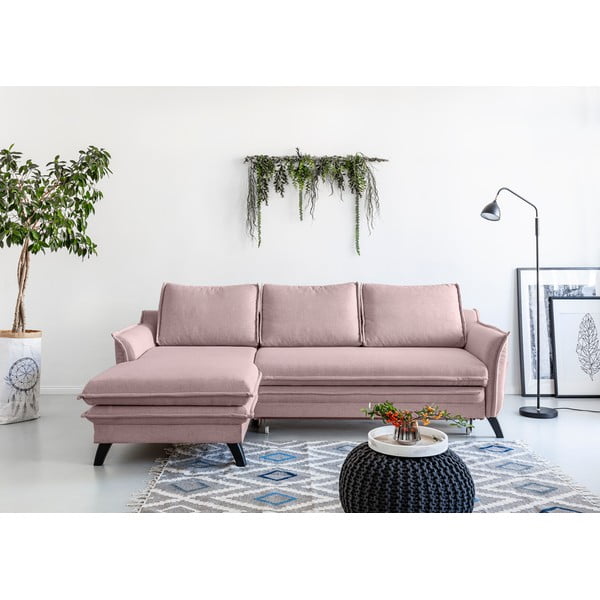 Colțar extensibil cu șezlong pe partea stângă Miuform Charming Charlie, roz pudră-image-1