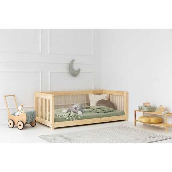 Pat pentru copii  în culoare naturală din lemn de pin 90x180 cm Mila CWW – Adeko-image-1