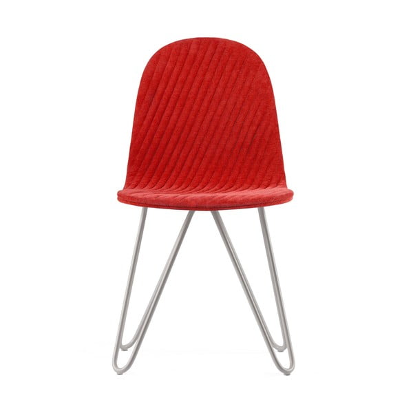 Scaun cu picioare metalice Iker Mannequin X Stripe, roșu