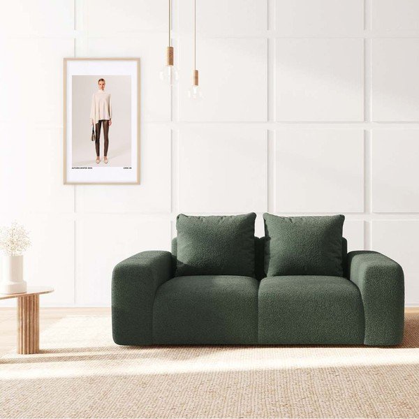 Canapea verde cu tapițerie din țesătură bouclé 212 cm Monce – Rodier-image-1