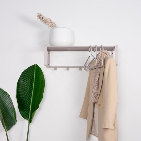 Cuier de perete taupe cu raft din metal 70 cm Rex – Spinder Design-image-1