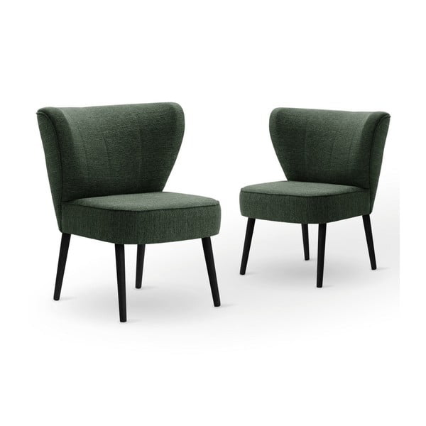 Set 2 scaune cu picioare negre My Pop Design Adami, verde închis