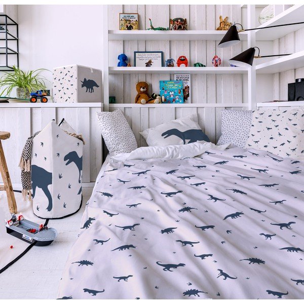 Lenjerie de pat pentru copii din bumbac satinat 200x140 cm Dino World - Butter Kings-image-1
