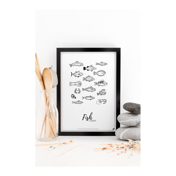 Poster Follygraph 4 Fish & Seafood White, 40 x 50 cm