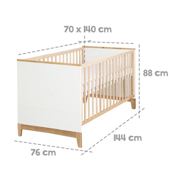 Pătuț alb-natural din lemn masiv de fag 70x140 cm Finn – Roba-image-4