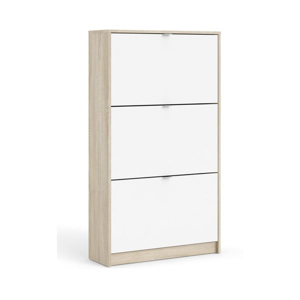 Pantofar alb/în culoare naturală cu deschidere înclinată cu aspect de lemn de stejar Shoes – Tvilum