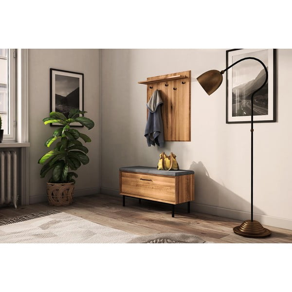 Cuier de perete cu raft din lemn de stejar Abies – The Beds-image-4