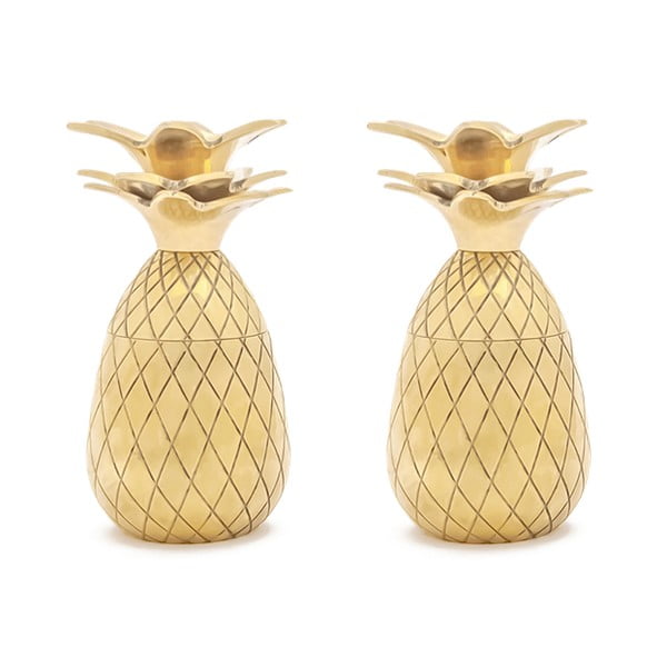 Set 2 pahare tărie W&P Design Pineapple, auriu