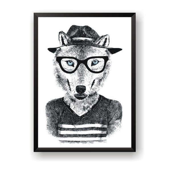 Poster Nord & Co Hipster Wolf, 50 x 70 cm