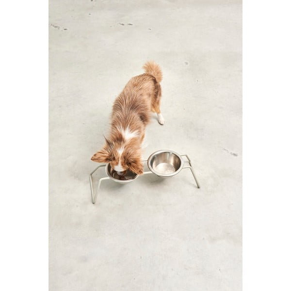 Set boluri cu suport pentru câini din oțel inoxidabil Cena Greige M – MiaCara-image-2