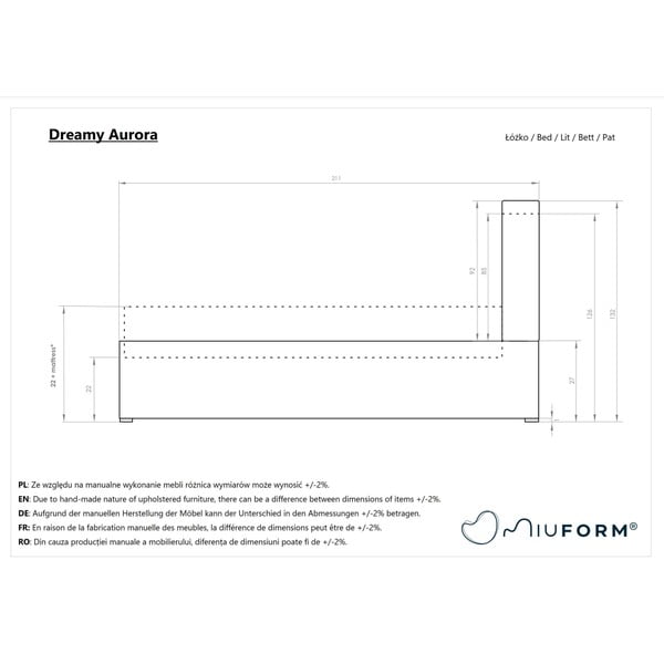 Pat bej tapițat cu spațiu de depozitare și somieră 90x200 cm Dreamy Aurora – Miuform-image-4
