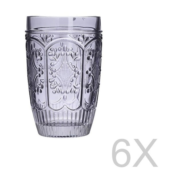 Set 6 pahare transparente din sticlă InArt Glamour Beverage, înălțime 13 cm, violet