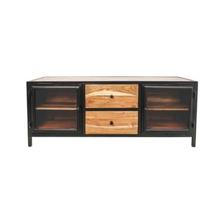 Masă TV neagră din lemn de acacia 140x90 cm Kingston - HSM collection