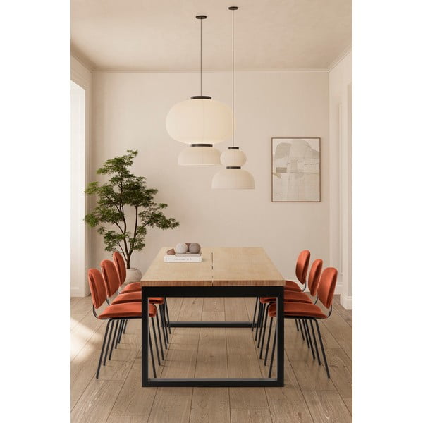 Masă de dining cu blat cu aspect de lemn de stejar 100x220 cm Rina – Marckeric-image-1