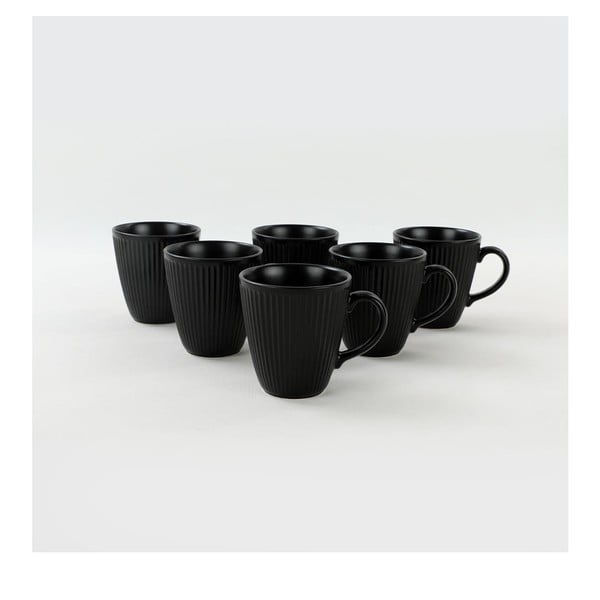 Căni negre 6 buc. din ceramică 0.3 l – Hermia