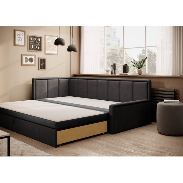 Canapea gri închis extensibilă/cu spațiu de depozitare cu tapițerie din chenille 214 cm Fulgeo – ELTAP-image-3