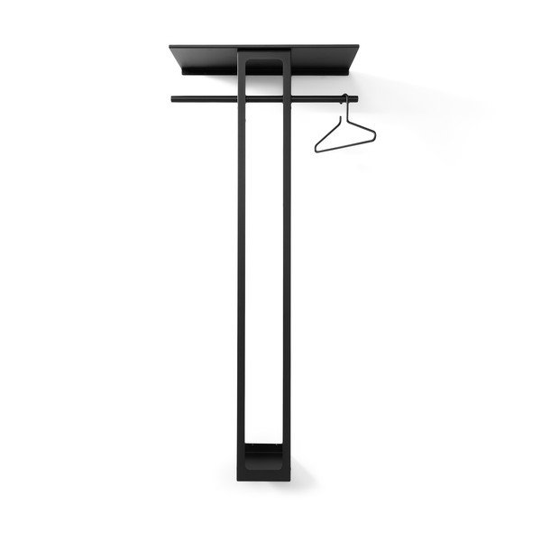 Cuier de perete negru cu raft din oțel 70 cm Luno Large – Spinder Design-image-4