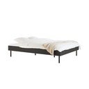 Pat matrimonial negru din  placă aglomerată de lemn fără tăblie cu somieră 200x200 cm Streiko – noo.ma