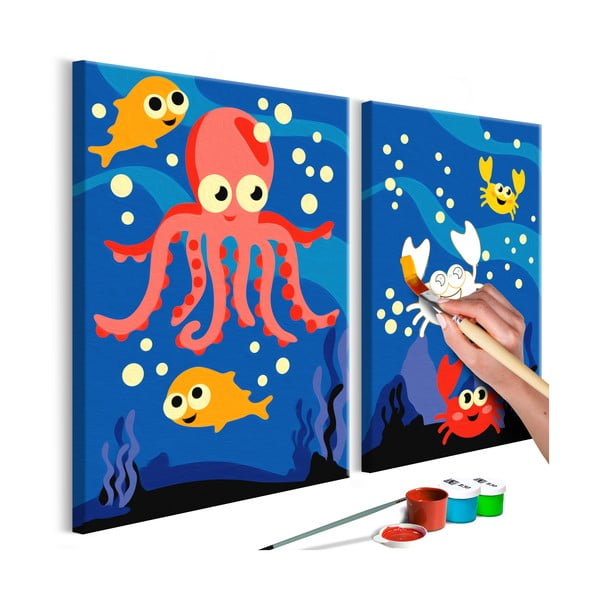 Set DIY pentru crearea unei picturi pe pânză din două părți Artgeist Ocean Animals, 33 x 23 cm
