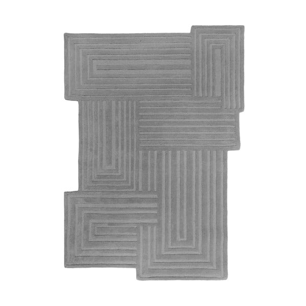 Covor gri țesut manual din lână 200x290 cm Zen Rectangles – Flair Rugs