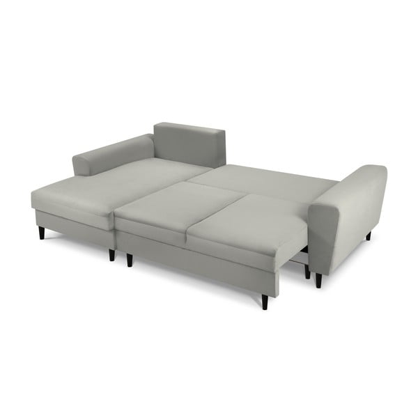 Colțar gri deschis extensibil, cu spațiu de depozitare cu tapițerie din catifea reiată  (cu colț pe partea stângă, cu șezlong) Kyoto – Cosmopolitan Design-image-2