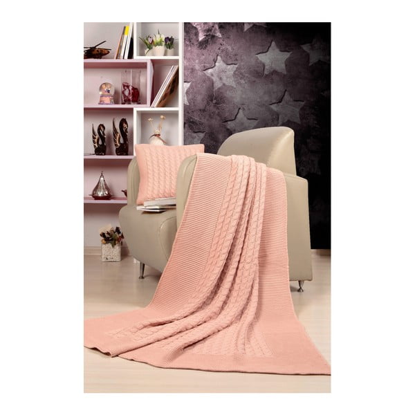 Set pătură și pernă Kate Louise Tricot Sultan, roz deschis