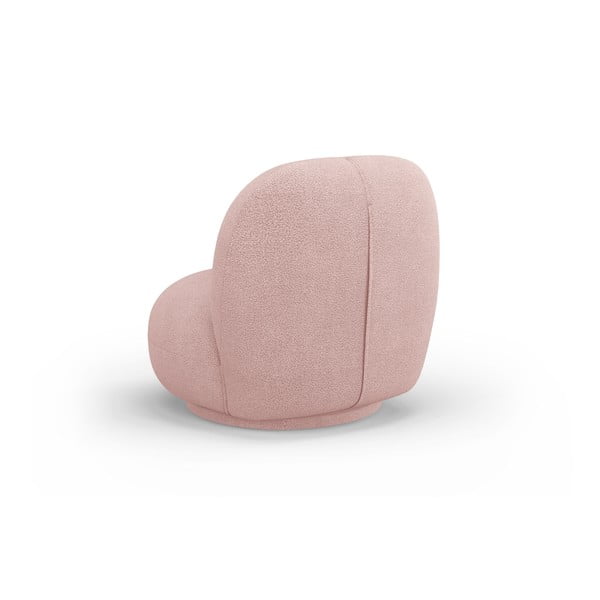 Fotoliu roz deschis cu tapițerie din stofă bouclé Chuck – Micadoni Home-image-3