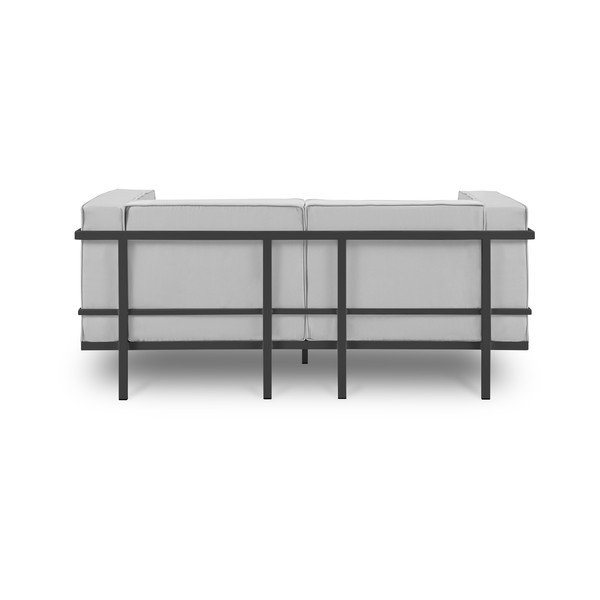 Canapea cu două locuri, adecvată pentru exterior Calme Jardin Cannes, gri - negru-image-3