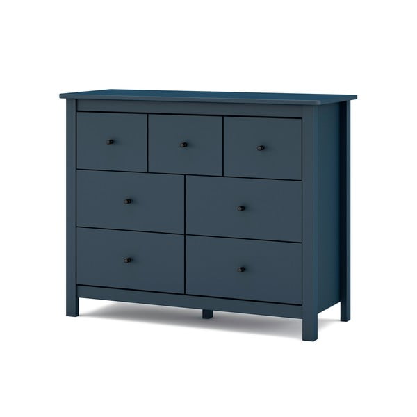 Comodă albastru-închis joasă din lemn masiv de pin 110x80 cm Misti – Marckeric-image-4