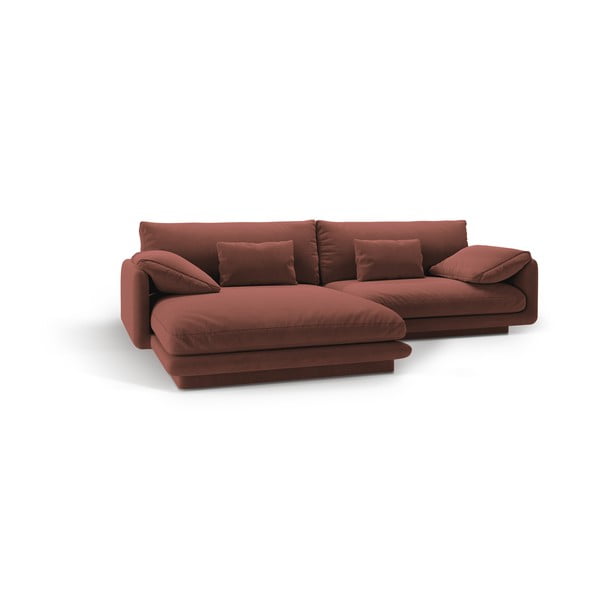 Colțar roz cu tapițerie din catifea (cu colț pe partea stângă /cu șezlong) Torino – Micadoni -image-2