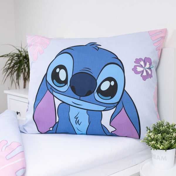 Lenjerie de pat pentru copii albastră-mov din bumbac pentru pat de o persoană 140x200 cm Lilo and Stitch "Cute" – Jerry Fabrics-image-3