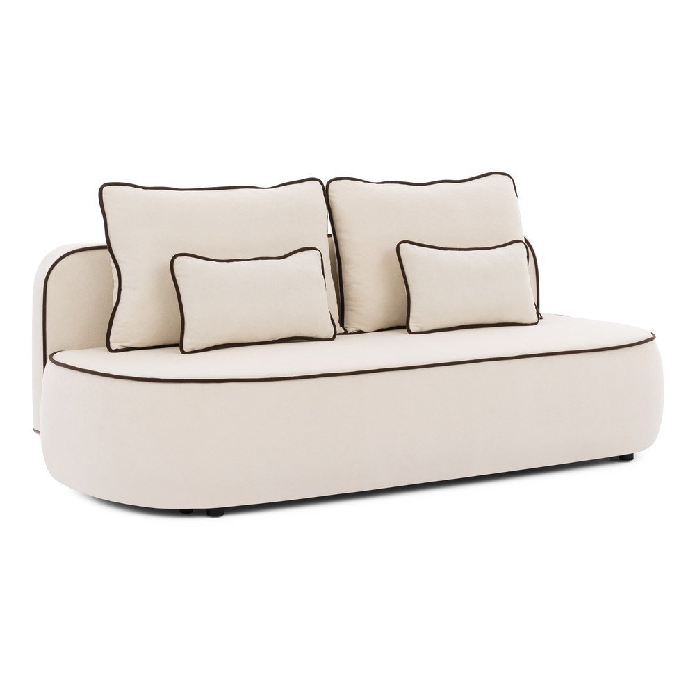 Canapea maro/crem extensibilă/cu spațiu de depozitare cu tapițerie din catifea 210 cm Saga – Ropez