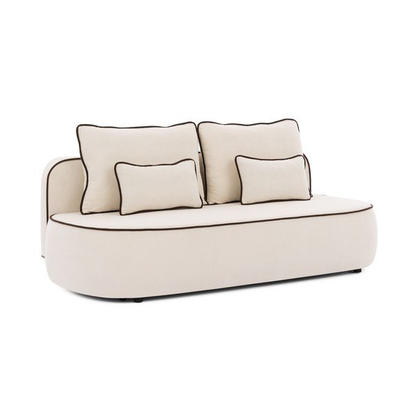 Canapea maro/crem extensibilă/cu spațiu de depozitare cu tapițerie din catifea 210 cm Saga – Ropez