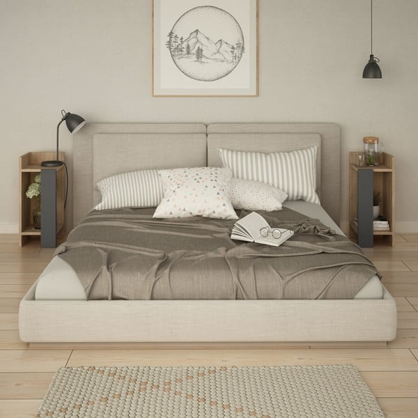 Set 2 noptiere în decor de lemn de stejar dřeva Elos-image-2