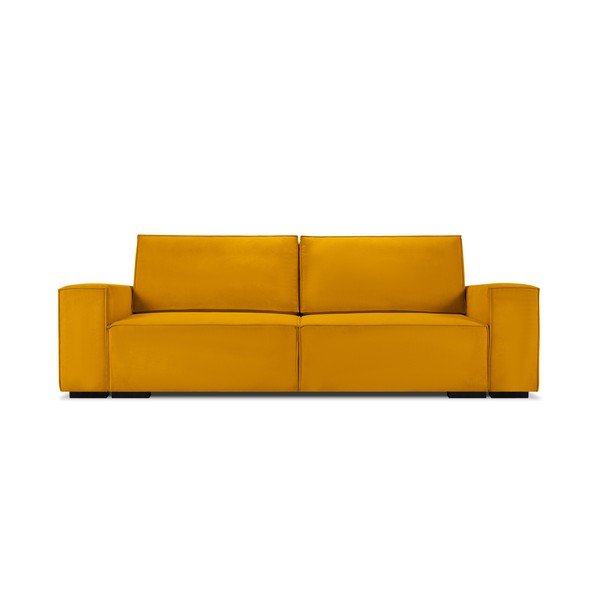 Canapea extensibilă din catifea Mazzini Sofas Azalea, galben-image-2