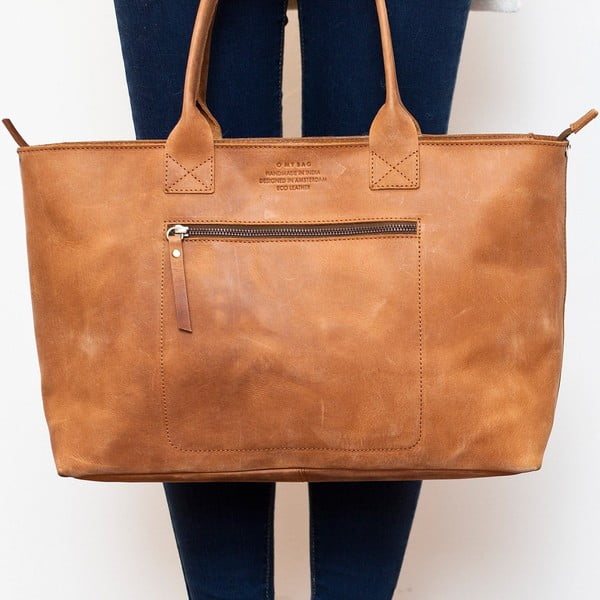 Geantă vintage din piele O My Bag Madam Rose, maro-image-3