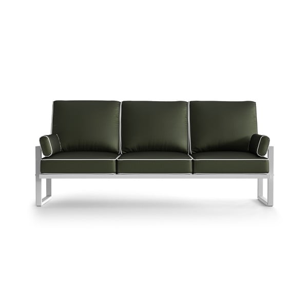 Canapea cu 3 locuri și margini albe, pentru exterior Marie Claire Home Angie, verde olive
