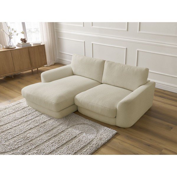 Colțar bej cu tapițerie din țesătură bouclé (cu colț pe partea stângă/cu șezlong) Leonore – Bobochic Paris-image-3