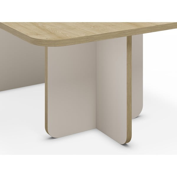 Măsuță de cafea crem/în culoare naturală cu blat cu aspect de lemn de stejar 56x100 cm Hillary – Marckeric-image-4