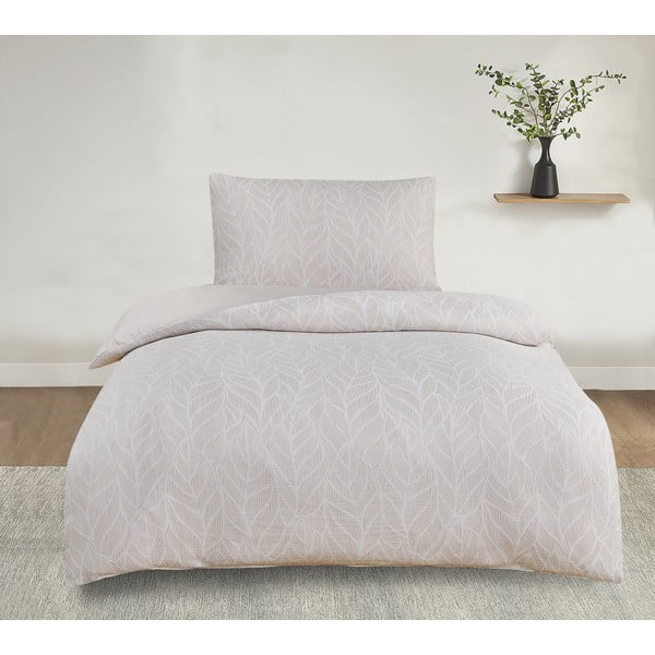 Lenjerie de pat bej din jacquard pentru pat de o persoană 140x200 cm Florida – My House