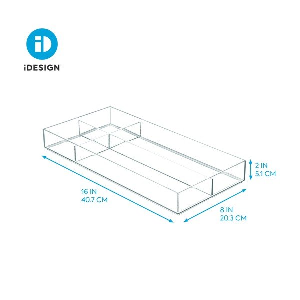 Organizator stivuibil transparent cu compartimente iDesign Clarity, 40,6 x 20,3 cm-image-1