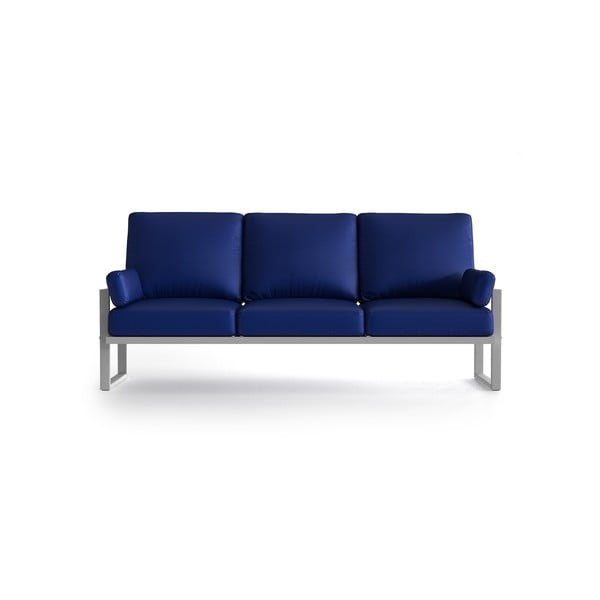 Canapea cu 3 locuri pentru exterior și picioare în nuanță deschisă Marie Claire Home Angie, albastru royal
