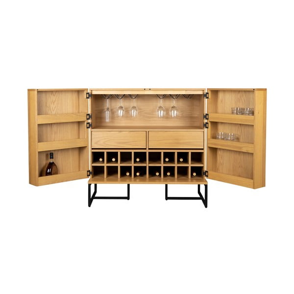 Dulap vinotecă cu aspect de stejar în culoare naturală număr sticle 24, 100x100 cm Class - Dutchbone-image-2