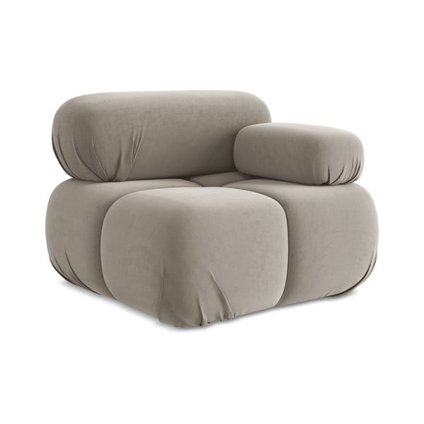 Modul pentru canapea modulară bej cu tapițerie din catifea (cu colț pe partea dreaptă) Lokua – Makamii-image-1