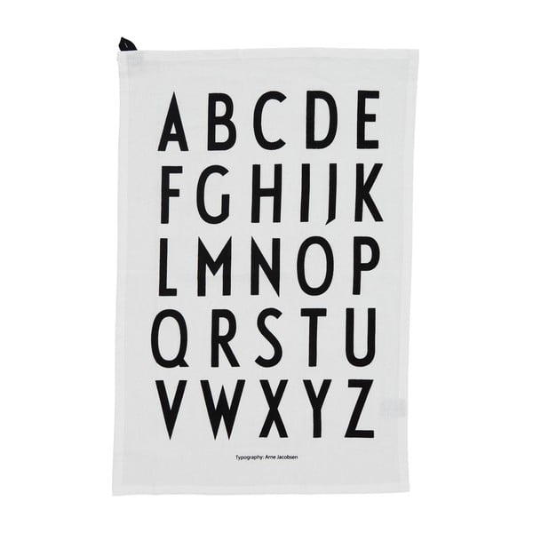 Prosop din bumbac Design Letters Alphabet, 40 x 60 cm, alb